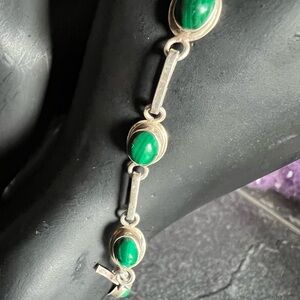 Vintage silver malachite bracelet.